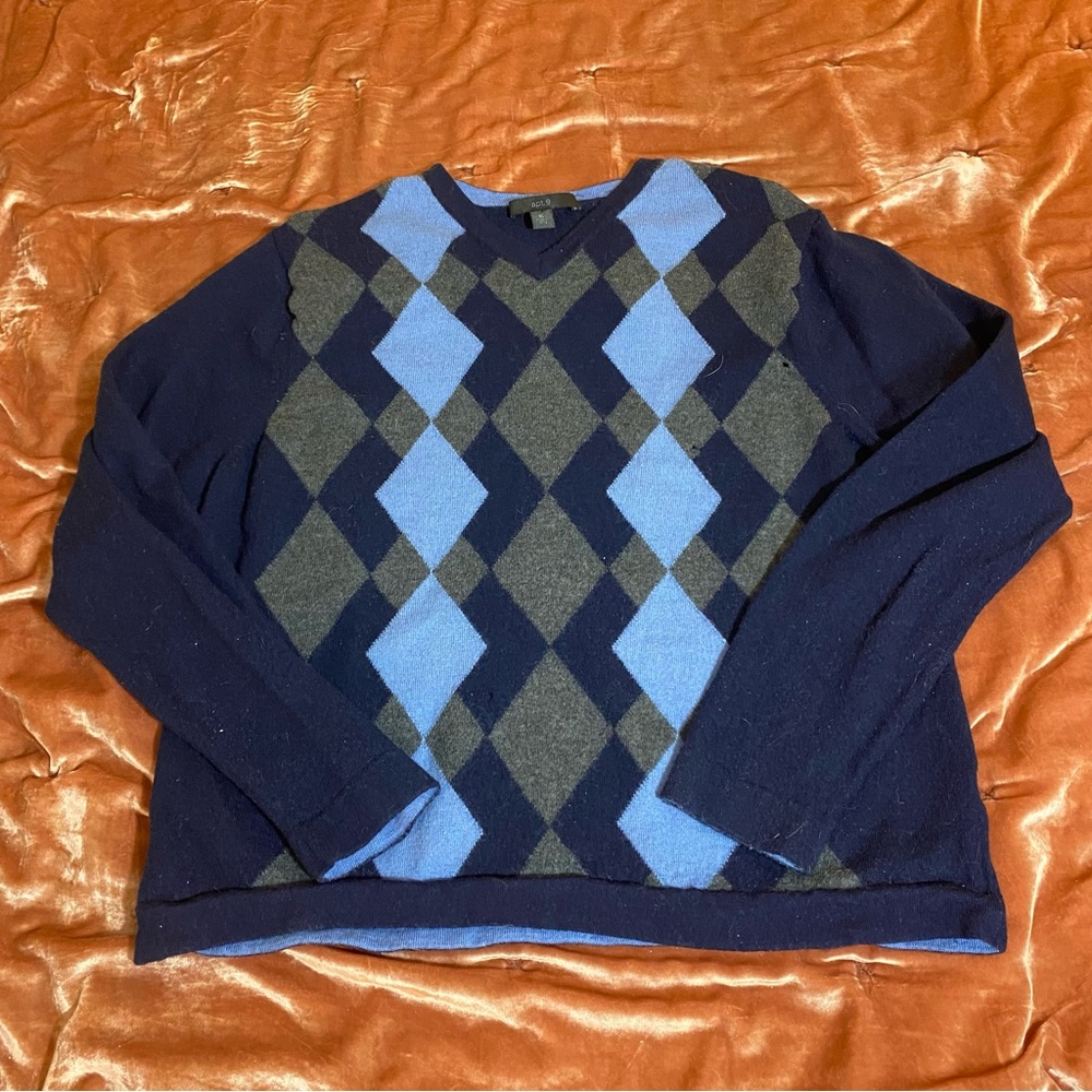 apt.9 argyle blue crew neck sweater
